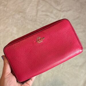 Coach Pink Leather Zip Wallet
